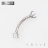 INTERNALLY THREADED CZ PRONG SET EYEBROW ASTM F-136 IMPLANT GRADE TITANIUM CURVED BARBELL